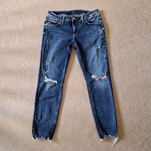 Silver Jeans Women's Boyfriend Jeans Size 29 Ankle Length Denim Distressed Blue